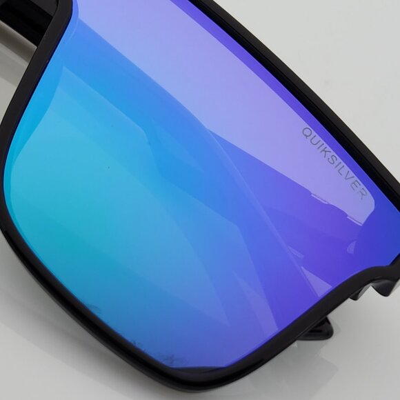 Quiksilver Shield Sunglasses Black Frame Flash Blue-Purple Mirror Lens NEW - Picture 10 of 12